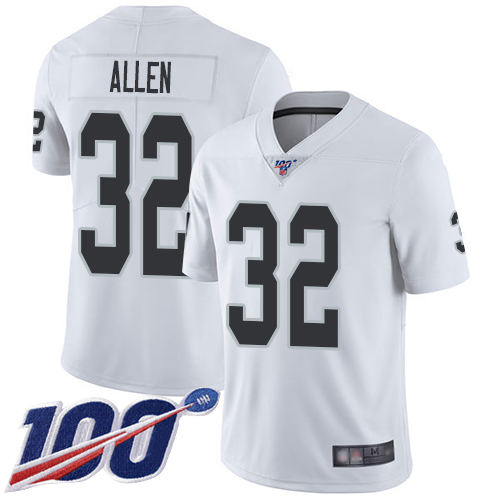 Men Oakland Raiders Limited White Marcus Allen Road Jersey NFL Football #32 100th Season Vapor Jersey->nfl t-shirts->Sports Accessory